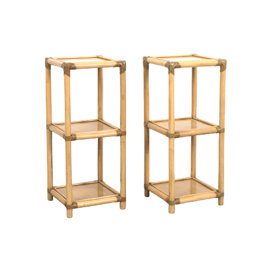 Paar Bamboe Etagère Tafeltjes 61959 1