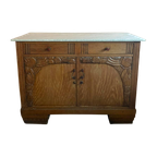 Uniek Art Deco Houten Dressoir Wit Marmer thumbnail 1