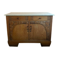 Uniek Art Deco Houten Dressoir Wit Marmer