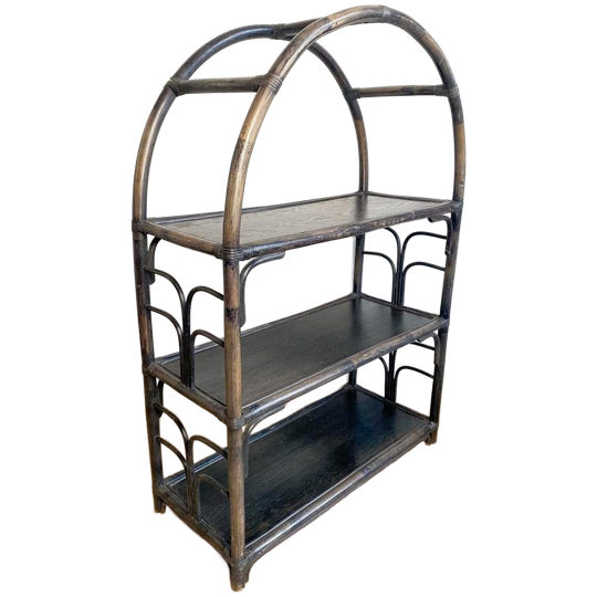 Vintage Brede Rotan Bamboe Manou Boogkast Met Palmboomm 1