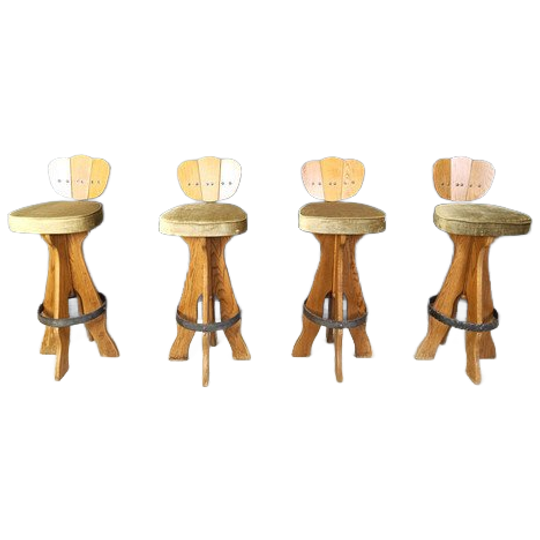 Set Of 4 Vintage Brutalist Bar Stools, 1960s 1
