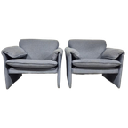 2 X Bora Bora Leolux Fauteuil Grijsblauwe Stof thumbnail 1