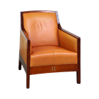 Prachtige Rundleren Artdeco Design Fauteuil/ Armchair. Hoog Comfort En Unieke Details thumbnail 1