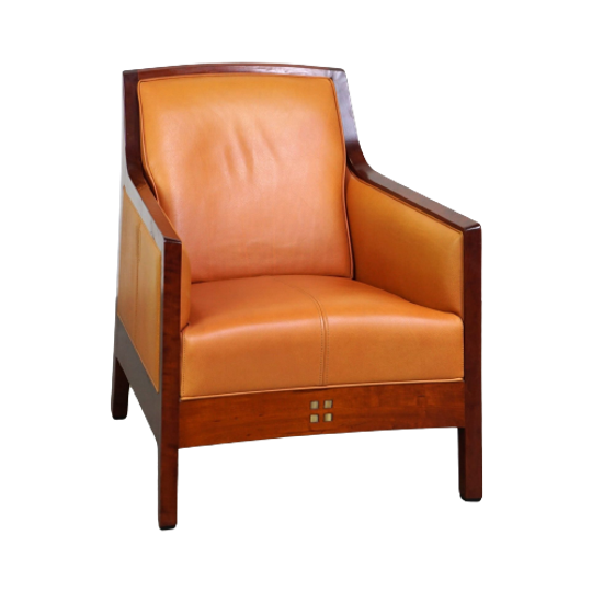 Prachtige Rundleren Artdeco Design Fauteuil/ Armchair. Hoog Comfort En Unieke Details 1