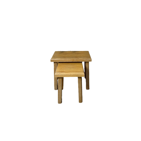 Vintage Houten Krukjes Set In Licht Eiken, Japandi 1