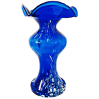 Mondgeblazen Vintage Blauwe Vaas Murano Stijl thumbnail 1
