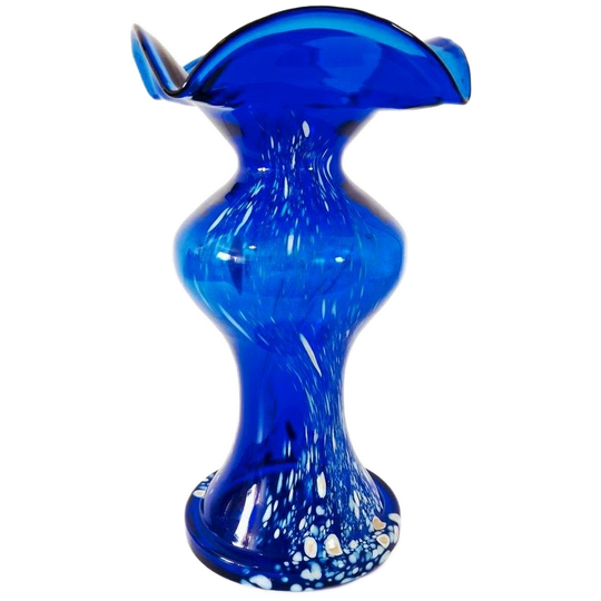 Mondgeblazen Vintage Blauwe Vaas Murano Stijl 1