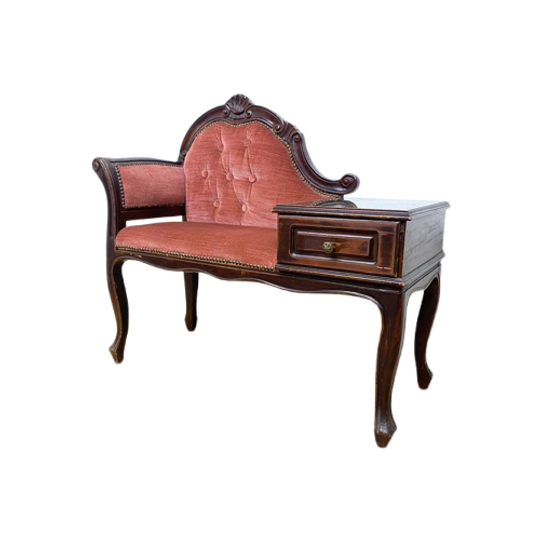 Vintage Brocant Roze Telefoonbankje Gossip Bench 1