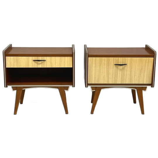 Set Vintage Mid-century Nachtkastjes Duo-tone 1