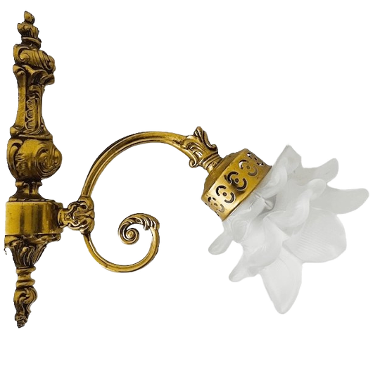 Vintage Mid-century Messing Barok Rococo Wandlamp Roos 1950’s 1