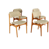Set 4 Erik Busch Stoelen O.d. Mobler Vintage Deens Design 'kongens'