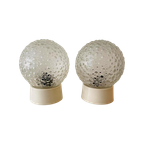 Set Van 2 Plafondlampen Reliëf Glazen Bolletjes , Jaren 70 thumbnail 1