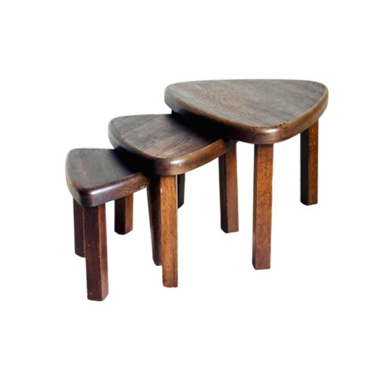 Set Vintage Bijzettafeltjes Nesting Tables Jaren 70 Brutalist 1