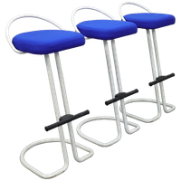 Set Of 3 Postmodern Bar Stools, 1980s
