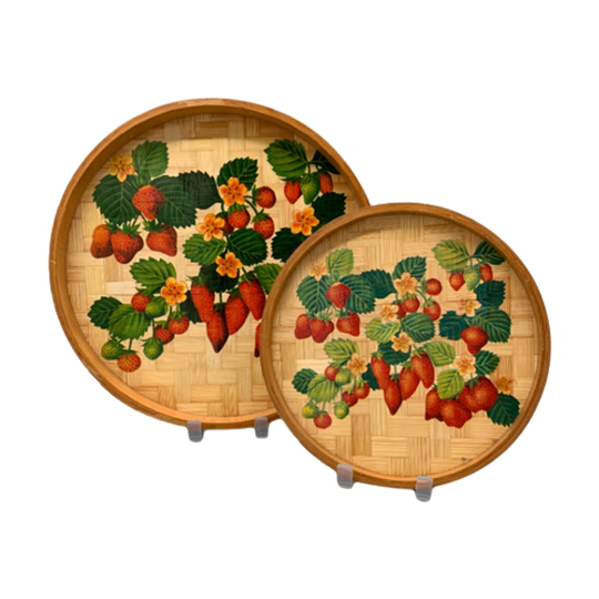 Vintage Set Dienbladen Bamboe Strawberry 1