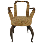Zeldzame, Zeer Decoratieve 19E-Eeuwse Stierenhoornfauteuil (1870) thumbnail 1
