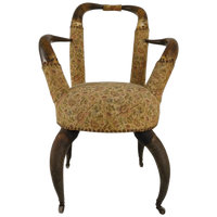 Zeldzame, Zeer Decoratieve 19E-Eeuwse Stierenhoornfauteuil (1870)