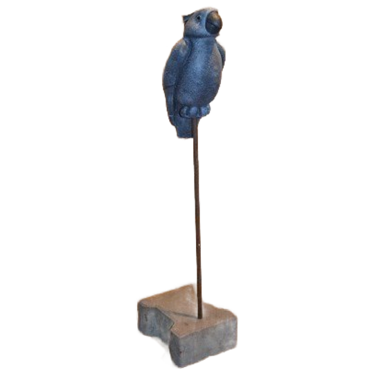 Papegaai Van Beton Op Standaard – Decoratief Tuinbeeld Met Stenen Voet 1