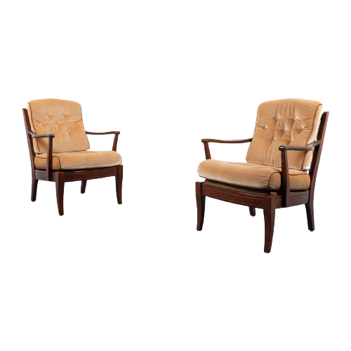 Pair Swedish Modern Lounge Armchairs / Fauteuil From Engens, 1970’S