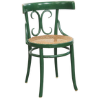 Leuke Groene Sierlijke Vintage Bistro Stoel Met Een Gematte Rieten Zitting thumbnail 1