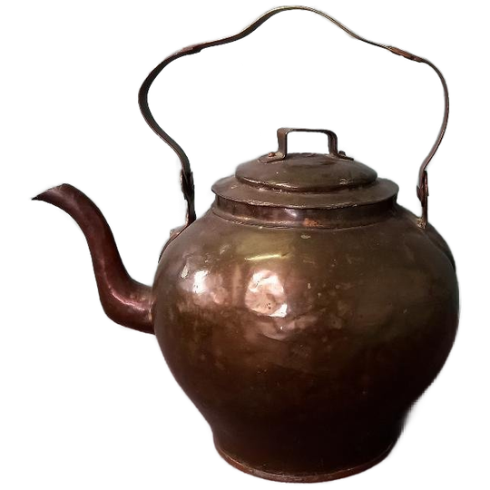 Schitterende Antieke Koperen Gehamerde Appelketel 1