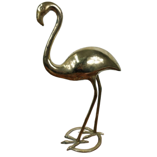 Vintage Messing Beeld Flamingo. Beeldje Van Flamingo 1