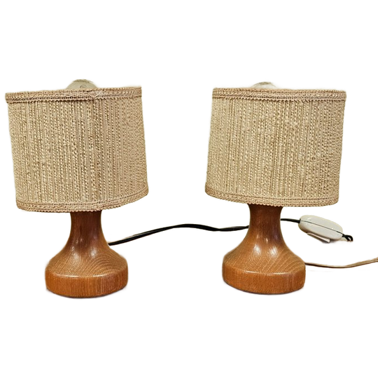 Twee Vintage Houten Bedlampjes Tafellampen Lampen Lampjes 1