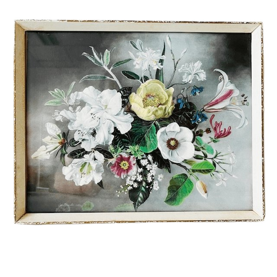 Vintage Lijstje Met Bloemen Lithografie 1950’s 1