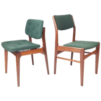 2 Vintage Teak Houten Stoelen Groen Gestoffeerd De Ploeg