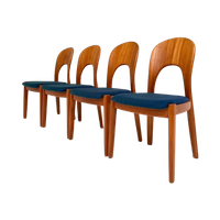 Set Van Vier Niels Koefoed Stoelen Blauw, 1960’S