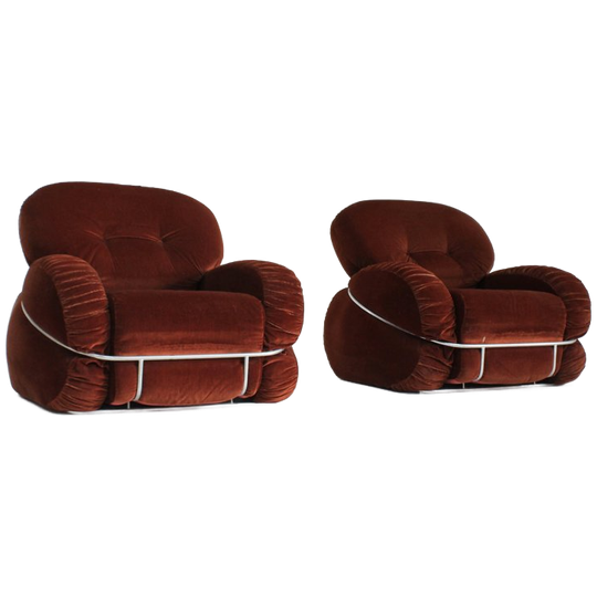 Adriano Piazzesi Okay Armchairs 1970s Italy , Set Of 2 1