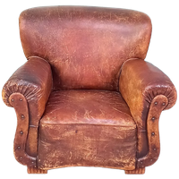 Antieke Stoere Leren Fauteuil