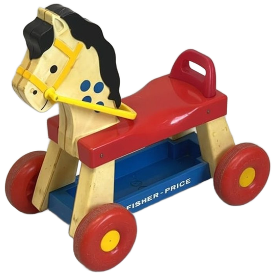 Vintage Fisher Price Paardje Loopwagen 1