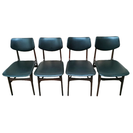 Vintage Set Van 4 Louis van Teeffelen 'hamar' Eetkamerstoelen 1