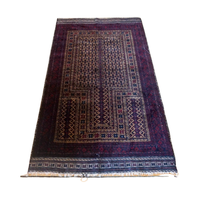 Super Dark Vintage Wool Persian Beloudj Rug - 124 Cm X 87 Cm