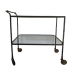 Brocante Metalen Tuin Trolley Serveerwagen Tuintafel Glasplaten thumbnail 1