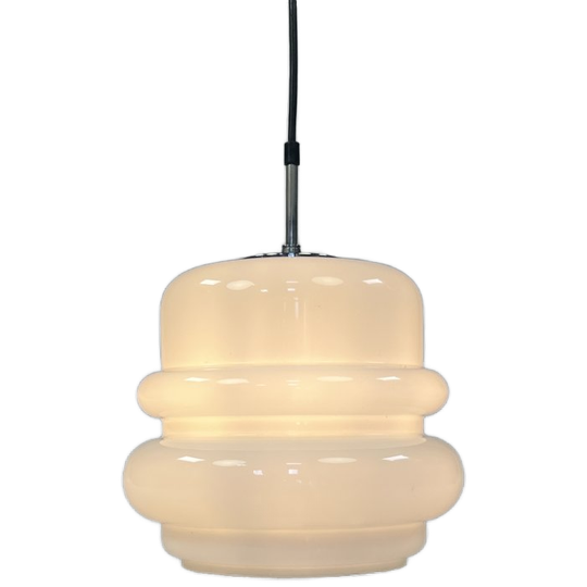 Vintage Melkglazen Hanglamp, Hustadt Leuchten 1970's 1