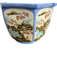 Aziatische Bloempot Large 💮 Lotus Tafereel