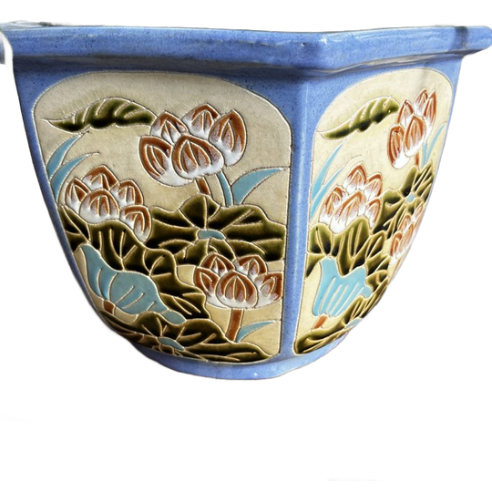 Aziatische Bloempot Large 💮 Lotus Tafereel 1