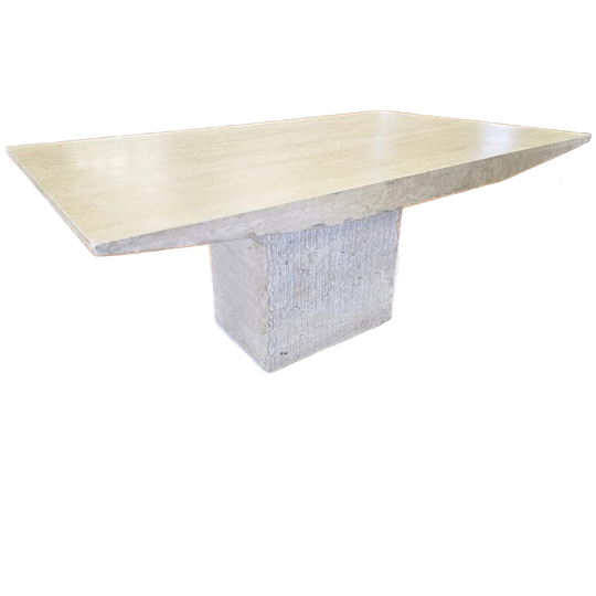 Vintage Travertin Eettafel Met Mactan Voet 1