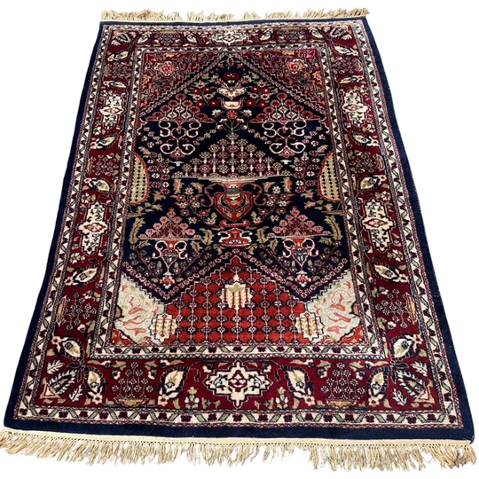 Handgeknoopt Perzisch Vloerkleed 124X175Cm - Wol Tapijt Vintage Vazen Bruin Blauw 1