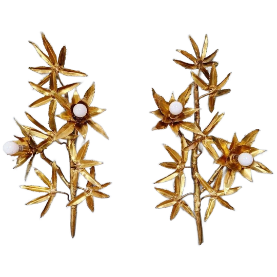 Groot Paar Koperen Bloemenkandelaars, Maison Jansen 1