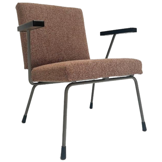 Opnieuw Gestoffeerde Bruine Gispen 1401 Fauteuil, 1950's 1