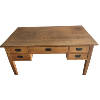 Vintage Eikenhouten Bureau, Schrijftafel