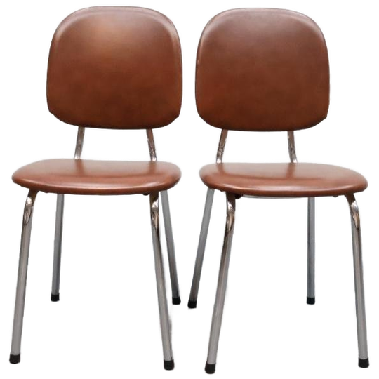 Vintage Buisframe Stoelen | Set Van 2 | Bruin Skai 1