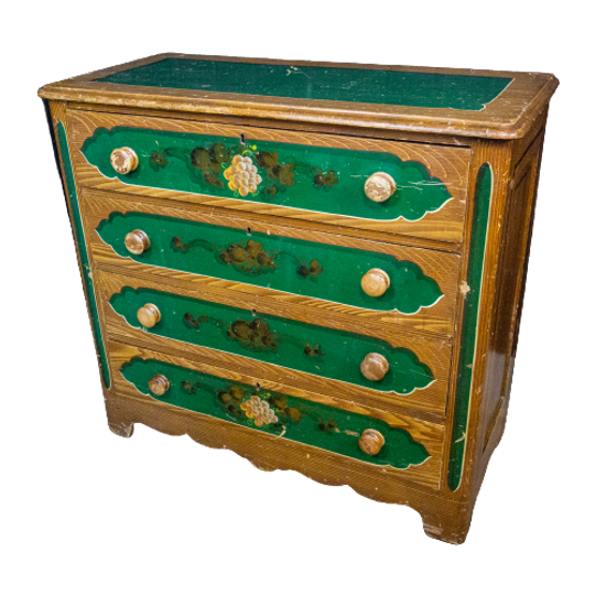 Handbeschilderde Volkskunst Ladekast/commode – Circa 1900 1