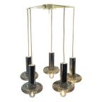 Honsel (Germany) - Chandelier With 5 Chromed Pendants - Including Ceiling Mount- Hanging Pendant thumbnail 1