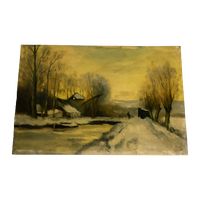 Winterlandschap - Louis Apol Stijl - Olieverf Op Paneel - 1E Kwart 20E Eeuw
