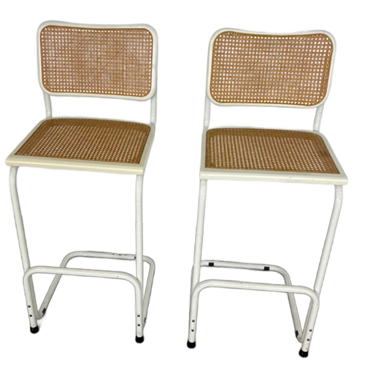 2 Cesca Wit Met Webbing Barkrukken Marcel Breuer Stijl 1