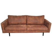 !!Actie!! Professioneel Gereinigde 2-Zitter Cognac Met Poef
